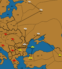 Austria: A VIE - GAL A SER - RUM A BUD S A SER - RUM F GRE H A TRI H Russia: A MOS - WAR A STP - MOS A UKR S F RUM A SEV S F RUM (cut) F RUM S A SEV ... - Map11