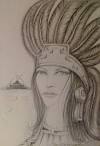 Aztec Princess Drawing - Aztec Princess Fine Art Print - Rene Nava - aztec-princess-rene-nava