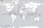 Black and White World Map with Country Names