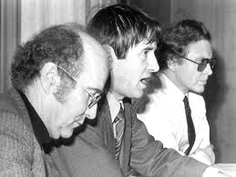 Die Anwälte der Baader-Meinhof-Gruppe 1976: (v.l.) Klaus Croissant, ...