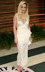 Rita Ora arrives at Vanity Fair Oscars party in low cut lace dress.