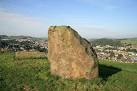 Millennium stone on Miller's Knowes. A large stone overlooking the town of - via Daymix