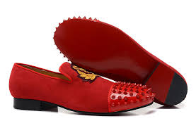 Christian Louboutin Intern Flat Spiked Toe Crested Velvet RedSole ...