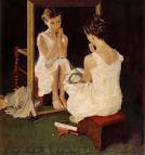 girl looking in mirror image