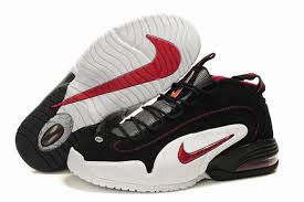 buy mens nike basketball sneakers air penny 1 white and black