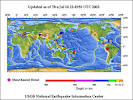 Recent earthquakes plotted on