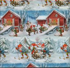 Flat Gift Wrap - Snowy Scenes on Blue by Lars Carlsson [04325GW ... - 022209