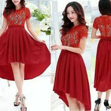 Jual pakaian wanita dress elegant warna merah [elred] | pakaian ...