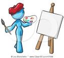 Blue Design Mascot Woman Artist Painting A Portrait Posters Art