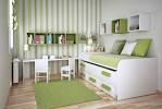 Bedroom green kids room layout space saving idea floor space ...