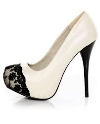 Swarovski Crystal Black And Ivory Lace Platform High Heels - High ...