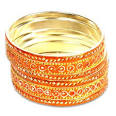 Orange Bangles Set, Orange Mirrorwork Bangles Set, Indian Bangle ...
