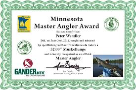 Peter Wendler - Fishing Hall of Fame of Minnesota - 2012-06-03_peter_wendler_muskellunge_certificate_id587