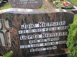 Grab von Gerda Niemann (geb. Groot, de) (27.01.1917-30.10.2000 ...
