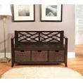 Nolan Espresso Brown Entryway Storage Bench with Basket Storage ...