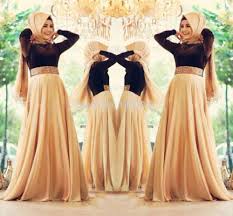 Long Sleeve Black Champagne Women Party Dresses Abaya In Dubai ...