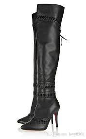New Ladies Long Boots Pointed Toe Womens Martin Black Boots Over ...