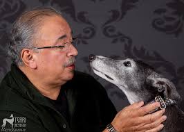 Herb Caballero and his greyhound, Mabel. Photo by Terri Jacobson. - mabel-herb