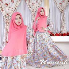 Aneka Busana Muslim Gamis Bahan Katun Motif Bunga 2016