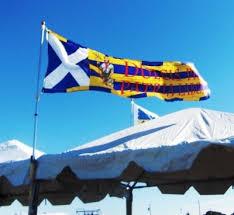 The guideon of Charles McKerrell of Hillhouse flying bravely above the SSA tent. All the attending SSA members, who are armigers by definition, ... - normal_2011__11_MCKERRELL_GUIDEON~0