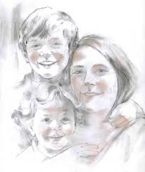 New York City Artist - Family portrait in charcoal by Dianne Robbins - l-phillips