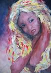 ... hair Painting - Girl with yellow hair Fine Art Print - Susan Richardson - girl-with-yellow-hair-susan-richardson