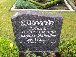Grabstein von Johann Wessels (13.02.1913-27.10.1991), Friedhof Oldendorp. Häufige Nachnamen auf diesem Friedhof: