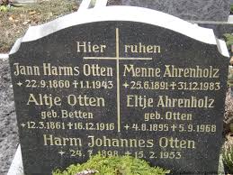 Grab von Jann Harms Otten (22.09.1860-01.01.1943), Friedhof Marienhafe