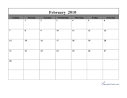 Free Printable February 2010 Monthly Calendar