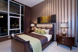 Lavish Bedroom Design with Stripes Wallpaper Decor - Home Interior ...