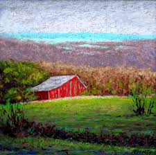 Vista With Red Barn Pastel by Bob Richey - Vista With Red Barn ... - vista-with-red-barn-bob-richey