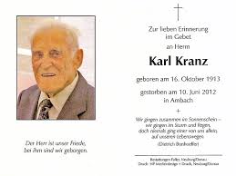 Nachruf Karl Kranz Sen. - Schützenverein Eintracht Ambach