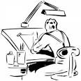 An Architect Hunched Over the Drawing Board   Clipart
