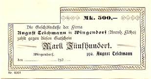 Wingendorf, August Teichmann 500 Mark 192.. Sachsen Münzen