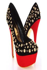 Black Gold Red Faux Suede Spike Studded Platform Heels / Sexy ...