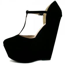 Womens Black Wedge Heel Suede Style Platform Court Shoes � Be Stylish