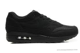 Men Nike Air Max 87 Leather Shoes All Black 010 Men Nike Air Max ...