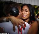 Victory hug: Lewis and Nicole find each other in the seconds after his ...