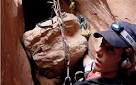 a trapped Aron Ralston