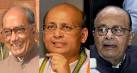 Congress leaders Digvijay Singh, Abhishek Singhvi and Arjun Singh. - new_pic_122831f