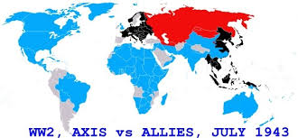 Blue= Allied, Red=Soviet Union, Black= Axis