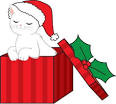 Christmas Clipart Image   Cute Little Kitty Coming out of a