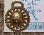 Vintage Horse Brass Buckle Sun With Face Horse Carriage by imodern