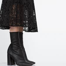 Zara Leather High Heel Ankle Boots in Black | Lyst