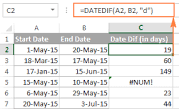 Image result for find date difference excel