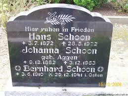 Grab von Bernhard Schoon (03.06.1910-29.12.1941), Friedhof ...