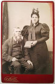 Photograph; a black and white studio portrait of Mr \u0026amp; Mrs Daniel and Mary McIntosh. Photographed by Burton Bros, Dunedin. - mhoff0_qhe_l