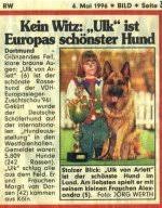 Er und Frauchen Margit van Dorssen (42) kommen aus Köln. Stolzer Blick: \u0026quot;Ulk von Arlett\u0026quot; ist der schönste Hund im Land.