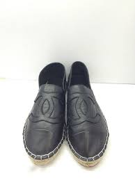 Chanel CC Logo Leather Flat Sneakers Shoes Black - Chanel Shop