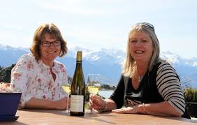 Jill Faulkner, right, of Pernod-Ricard NZ, finalises plans for her new Kaikoura restaurant competition with helper Gwenda Smith - 7706024